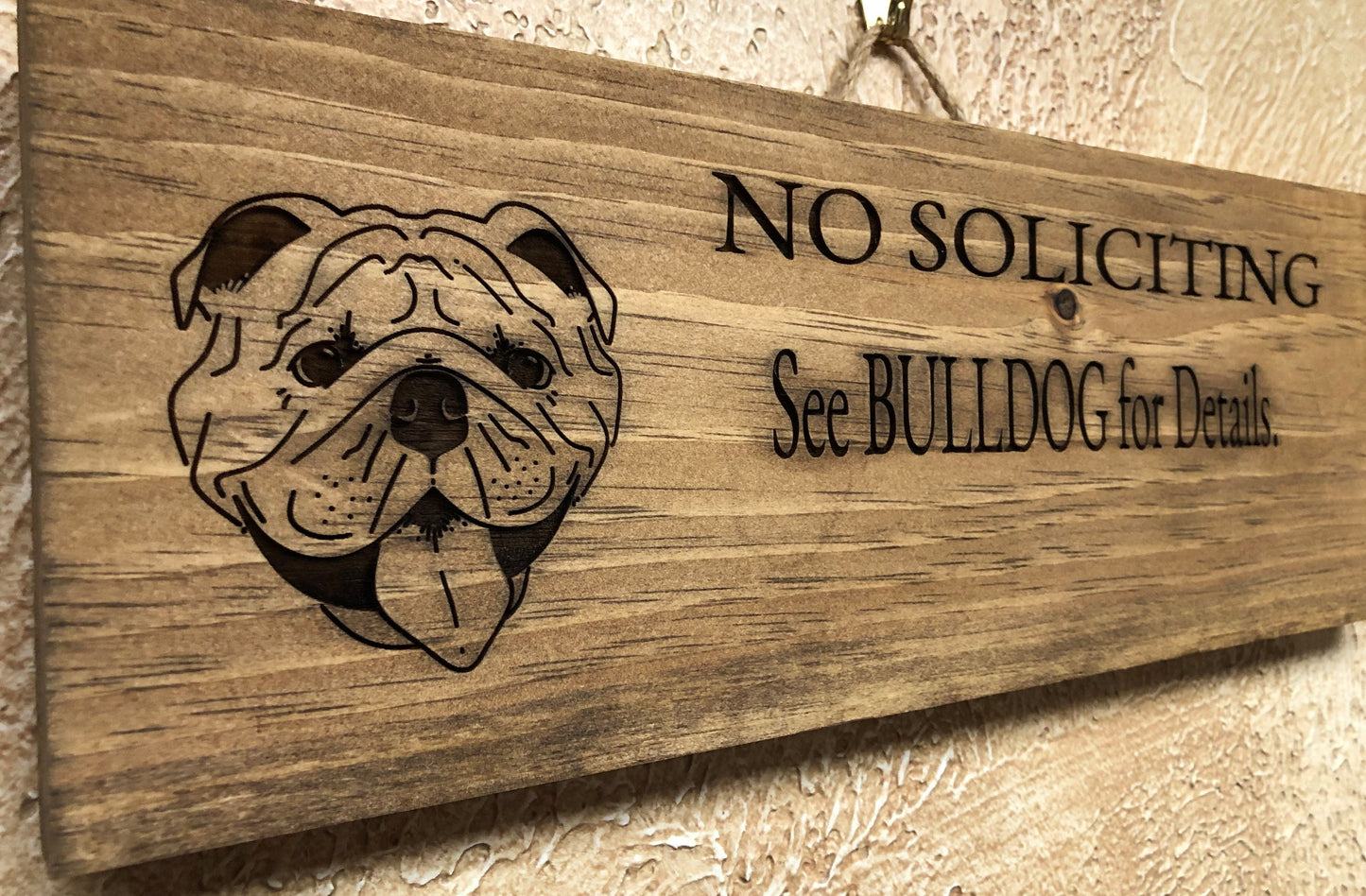 NO SOLICITING See Bulldog for Details Sign (16in x 5.5in)