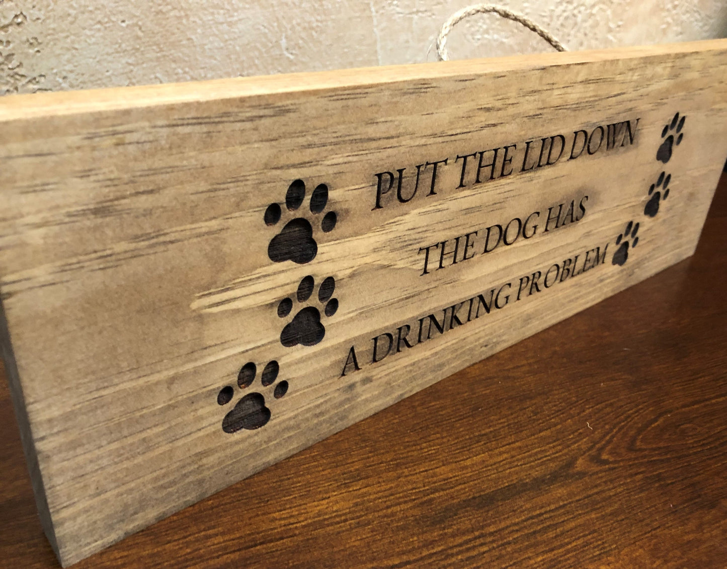 Put The Lid Down - Funny Dog Sign (16in x 5.5in)