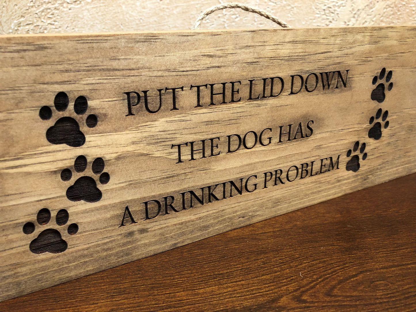 Put The Lid Down - Funny Dog Sign (16in x 5.5in)